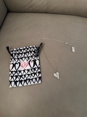 Brighton Silver Heart Pendant Necklace with Heart Print Pouch